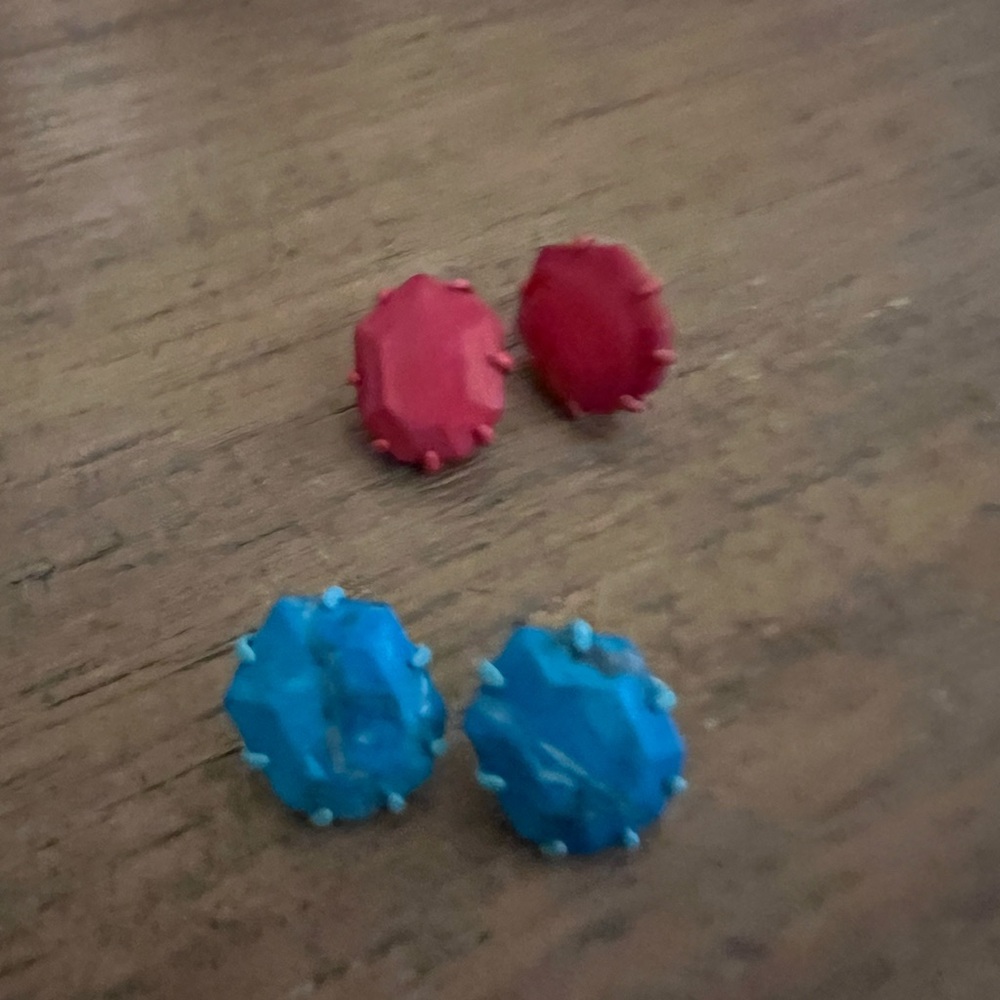 Kendra Scott stud earrings in coral and turquoise